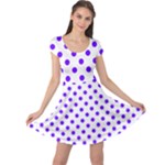 Polka Dots - Indigo Violet on White Cap Sleeve Dress