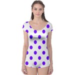 Polka Dots - Indigo Violet on White Boyleg Leotard (Ladies)