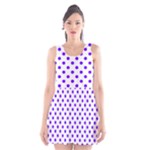 Polka Dots - Indigo Violet on White Scoop Neck Skater Dress