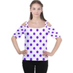 Polka Dots - Indigo Violet on White Women s Cutout Shoulder Tee