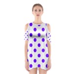 Polka Dots - Indigo Violet on White Women s Cutout Shoulder Dress