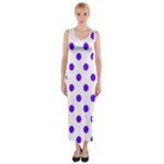 Polka Dots - Indigo Violet on White Fitted Maxi Dress