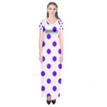 Polka Dots - Indigo Violet on White Short Sleeve Maxi Dress