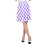 Polka Dots - Indigo Violet on White A-Line Skirt