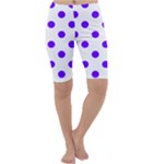 Polka Dots - Indigo Violet on White Cropped Leggings