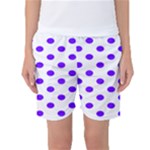 Polka Dots - Indigo Violet on White Women s Basketball Shorts