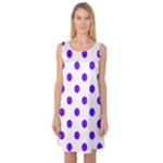 Polka Dots - Indigo Violet on White Sleeveless Satin Nightdress