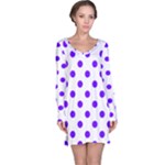Polka Dots - Indigo Violet on White Long Sleeve Nightdress