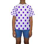 Polka Dots - Indigo Violet on White Kid s Short Sleeve Swimwear