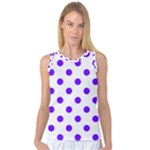Polka Dots - Indigo Violet on White Women s Basketball Tank Top