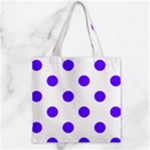 Polka Dots - Indigo Violet on White Zipper Grocery Tote Bag