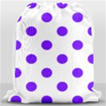 Polka Dots - Indigo Violet on White Drawstring Bag (Large)