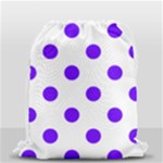 Polka Dots - Indigo Violet on White Drawstring Bag (Small)