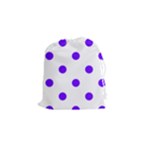 Polka Dots - Indigo Violet on White Drawstring Pouch (S)