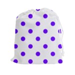 Polka Dots - Indigo Violet on White Drawstring Pouch (XXl)