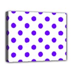 Polka Dots - Indigo Violet on White Deluxe Canvas 20  x 16  (Stretched)