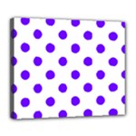 Polka Dots - Indigo Violet on White Deluxe Canvas 24  x 20  (Stretched)