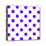 Polka Dots - Indigo Violet on White Mini Canvas 6  x 6  (Stretched)