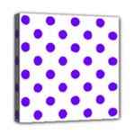 Polka Dots - Indigo Violet on White Mini Canvas 8  x 8  (Stretched)