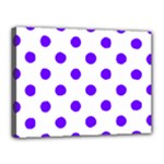 Polka Dots - Indigo Violet on White Canvas 16  x 12  (Stretched)