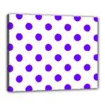 Polka Dots - Indigo Violet on White Canvas 20  x 16  (Stretched)