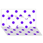 Polka Dots - Indigo Violet on White Twin Hearts 3D Greeting Card (8x4)