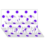 Polka Dots - Indigo Violet on White Happy New Year 3D Greeting Card (8x4)