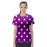 Polka Dots - White on Purple Violet Women s Sport Mesh Tee