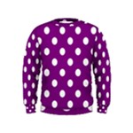 Polka Dots - White on Purple Violet Kid s Sweatshirt