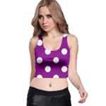 Polka Dots - White on Purple Violet Racer Back Crop Top