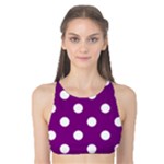 Polka Dots - White on Purple Violet Tank Bikini Top