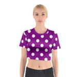 Polka Dots - White on Purple Violet Cotton Crop Top