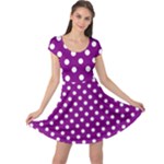 Polka Dots - White on Purple Violet Cap Sleeve Dress