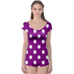 Polka Dots - White on Purple Violet Boyleg Leotard (Ladies)