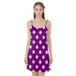 Polka Dots - White on Purple Violet Satin Night Slip