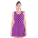 Polka Dots - White on Purple Violet Scoop Neck Skater Dress