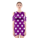 Polka Dots - White on Purple Violet Women s Cutout Shoulder Dress