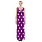 Polka Dots - White on Purple Violet Maxi Thigh Split Dress