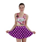 Polka Dots - White on Purple Violet Mini Skirt