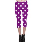 Polka Dots - White on Purple Violet Capri Leggings