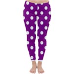 Polka Dots - White on Purple Violet Winter Leggings