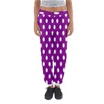 Polka Dots - White on Purple Violet Women s Jogger Sweatpants