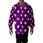Polka Dots - White on Purple Violet Hooded Wind Breaker (Kids)