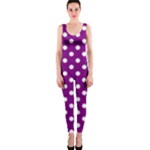 Polka Dots - White on Purple Violet OnePiece Catsuit