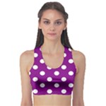 Polka Dots - White on Purple Violet Women s Sports Bra