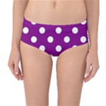 Polka Dots - White on Purple Violet Mid-Waist Bikini Bottoms