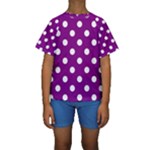 Polka Dots - White on Purple Violet Kid s Short Sleeve Swimwear