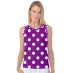 Polka Dots - White on Purple Violet Women s Basketball Tank Top
