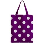 Polka Dots - White on Purple Violet Zipper Classic Tote Bag