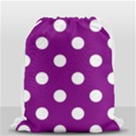 Polka Dots - White on Purple Violet Drawstring Bag (Small)